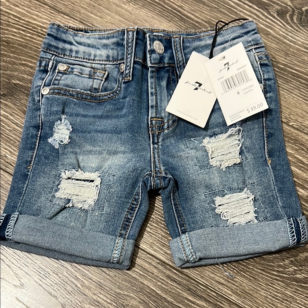 7 For All Mankind Kids Denim Shorts - Blue